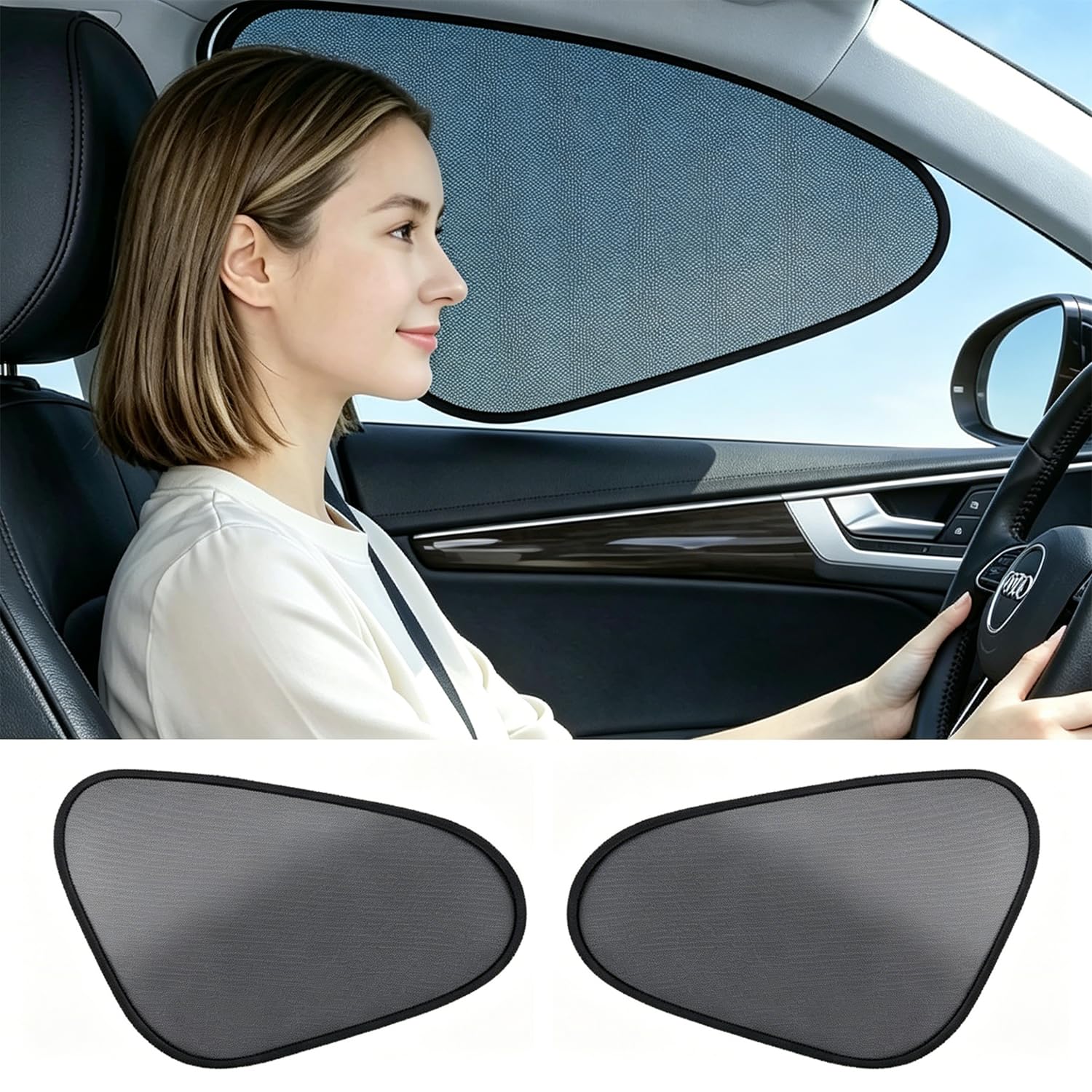 View 1 of 2-Pack Car Window Shades, Foldable Static Cling Car Shades for Side Windows