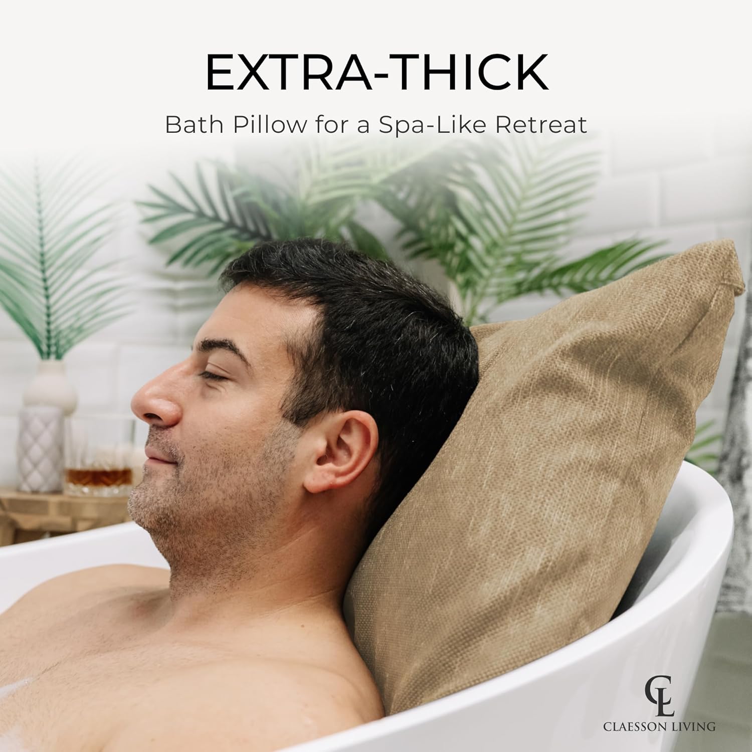 Luxury Bath Pillow for Tub - Thick and Comfortable Bathtub Pillow Support for Head and Neck and Back - Washable Quick-Drying Bath Pillows - Bath Cushion for Home Spa - Fits Any Bathtub - Sand - Image 5