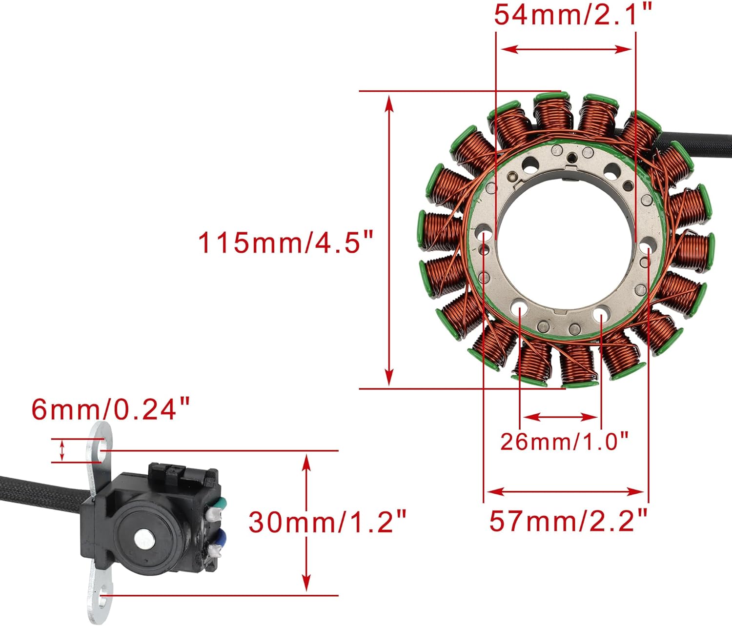 WOOSTAR 18 Coil 5 Wire Magneto Stator Replacement for Suzuki VL800 Volusia 800 K1 K2 K3 K4 2001-2005 OEM 32101-41F00