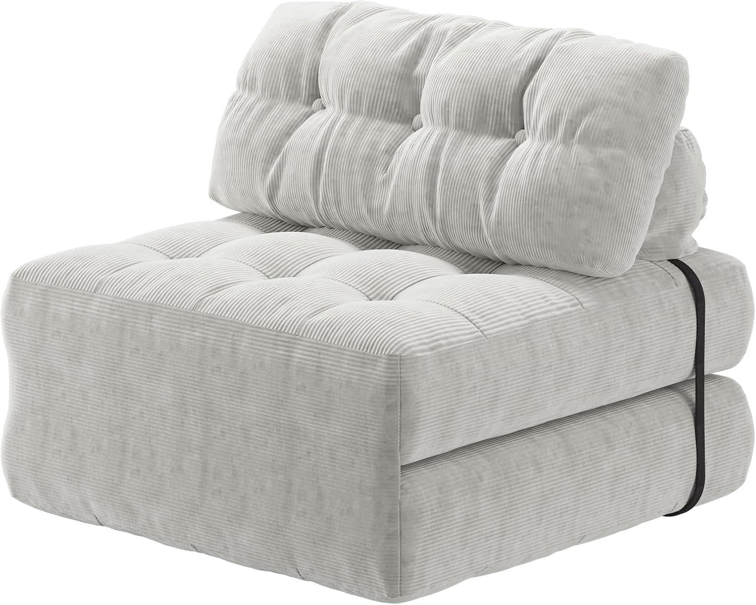 GarveeHome Folding Sofa Bed, Floor Folding Couch with Pillow, Futon Sofa Bed Convertible Sleeper Chair Foldable Mattress Back Support, Portable Fold Out Couch, Single, Corduroy, Beige