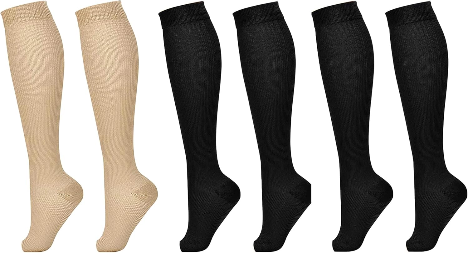 3 Pairs Black, Nude Open Toe Compression Socks for Women & Men Stockings Knee High Stockings Circulation20-30mmHg is Best Support - Image 7