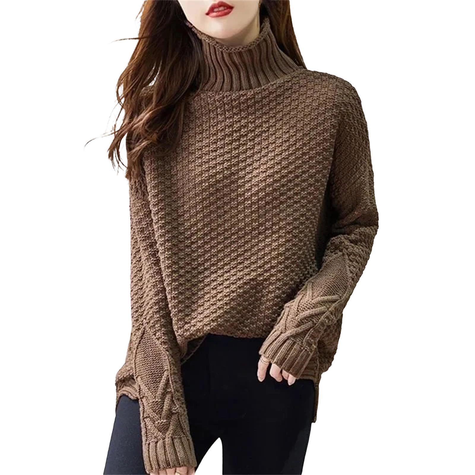 Womens Winter Sweater Turtleneck Slim Fit Basic Pullovers Korean Knit Tops Bottoming Sweater Stretch Jumpers