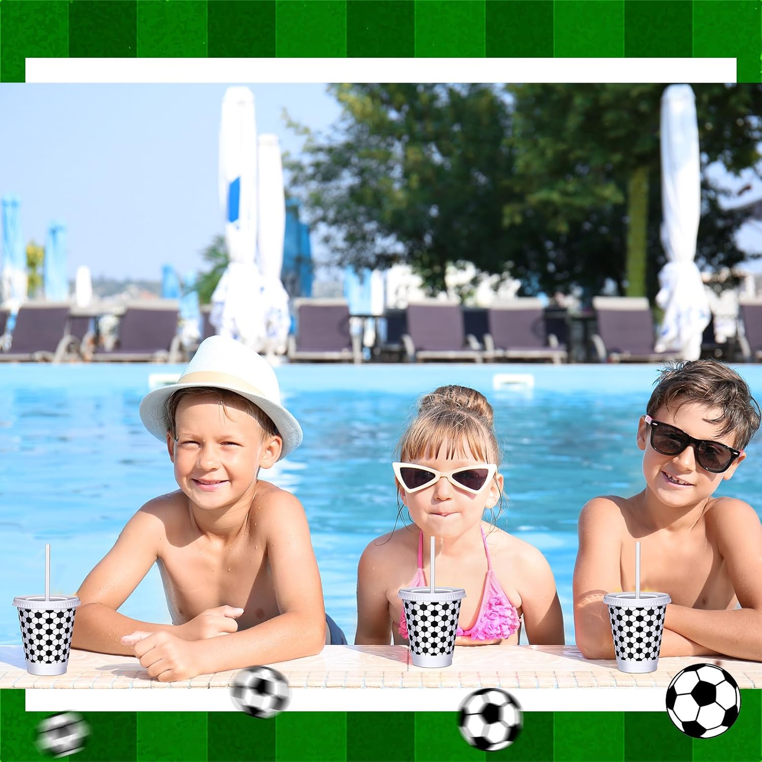 12 Pcs Soccer Party Cups with Straws and Lids Bulk 16 oz Plastic Water Soccer Cups for Birthday Supplies Reusable Sports Party Decoration for Sports Event - Image 5