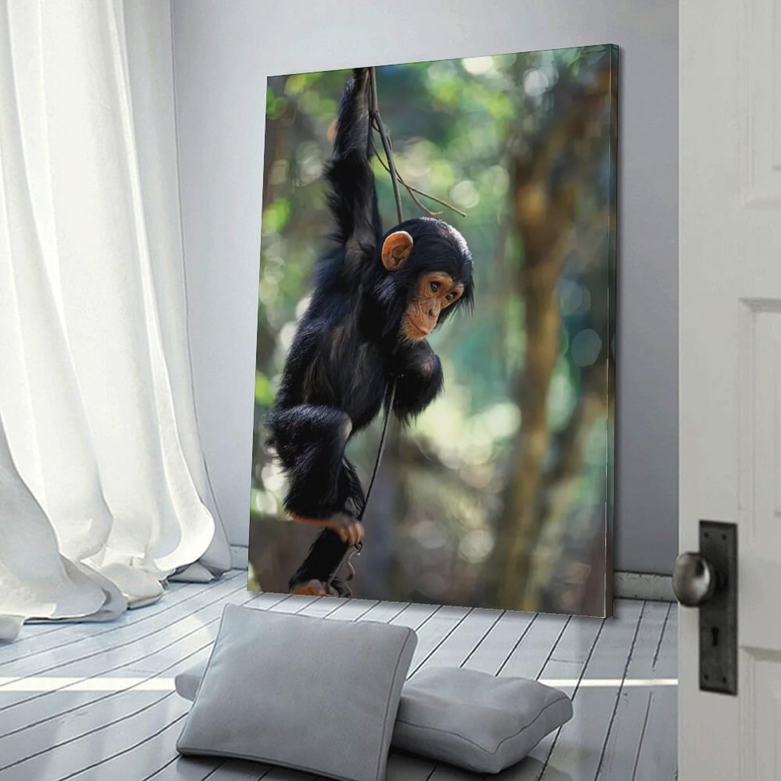 OKNGB Póster de animales de chimpancés jóvenes, cuadro decorativo en lienzo (40 x 60 cm)