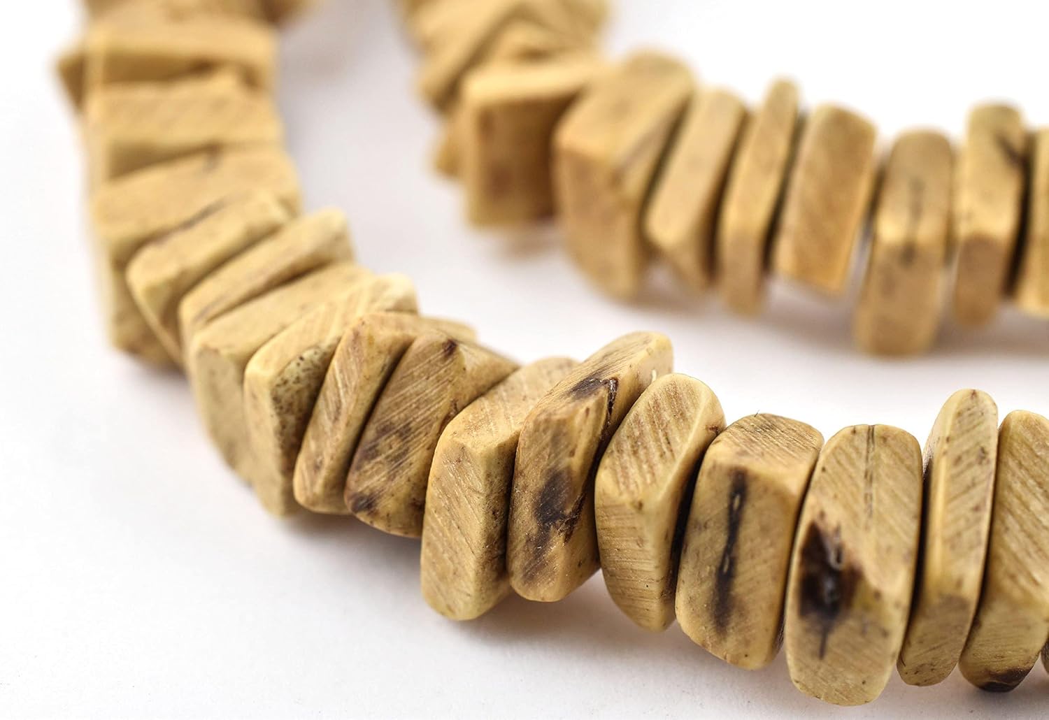 The Bead Chest Light Brown Coconut Shell Square Heishi Beads 8mm Yellow Chips Wood 15 Inch Strand