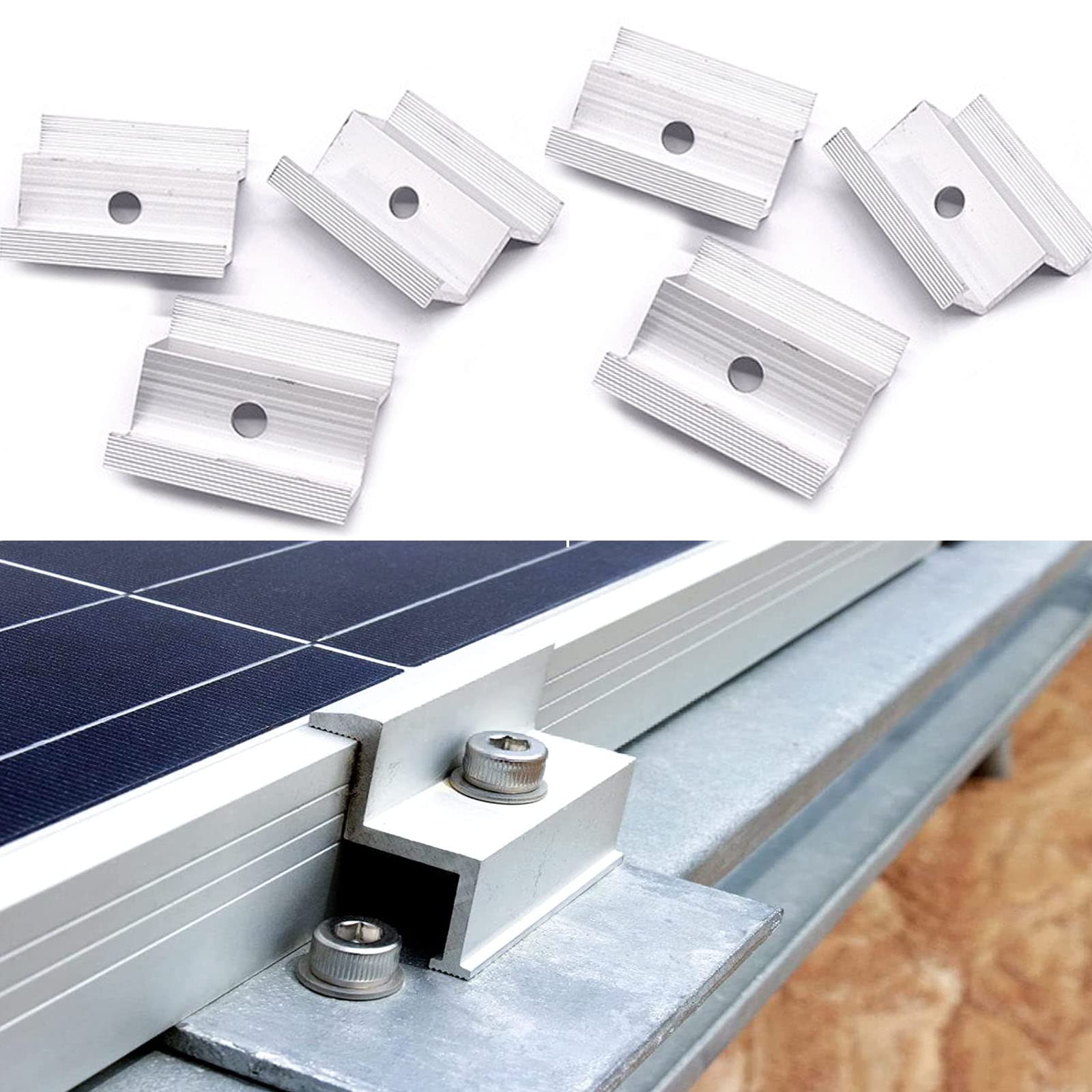 10 Morsetti Terminali Per Pannelli Solari - Staffe In Alluminio Per Fotovoltaico 35mm - Foto 6