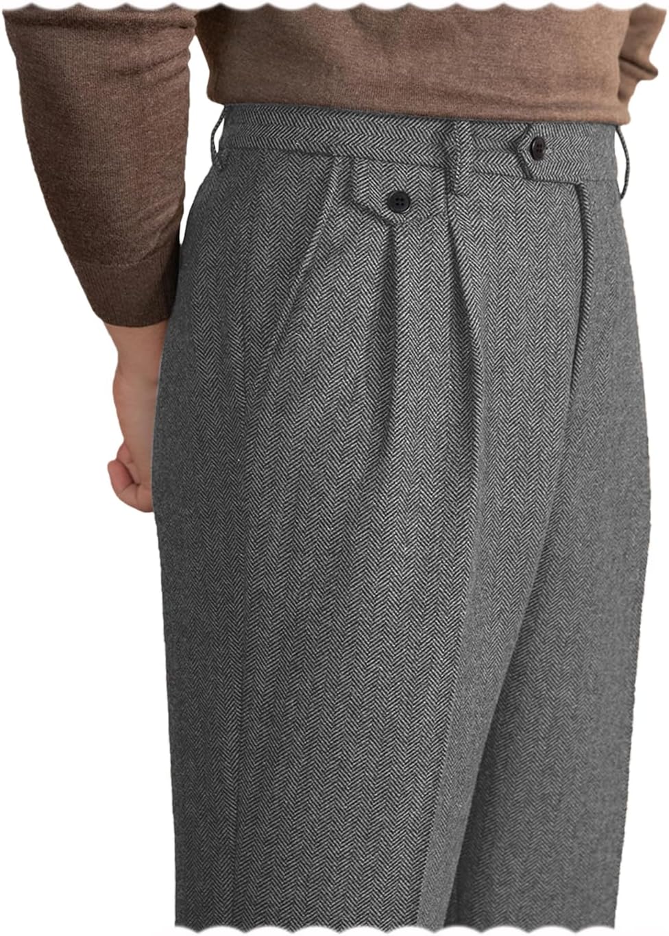 Mens Pants Tweed Herringbone Vintage Dress Pant Trousers Regular Fit Suit Pants for Men