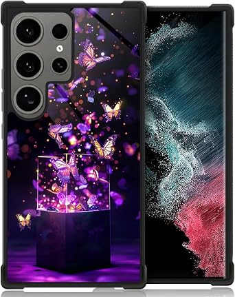 ZHEGAILIAN Compatible with Samsung Galaxy S23 Ultra Case,Purple Butterflies Dance for S23 Ultra Women Girls,Shockproof Anti-Slip Drop Protection with Soft TPU Bumper Pattern Design