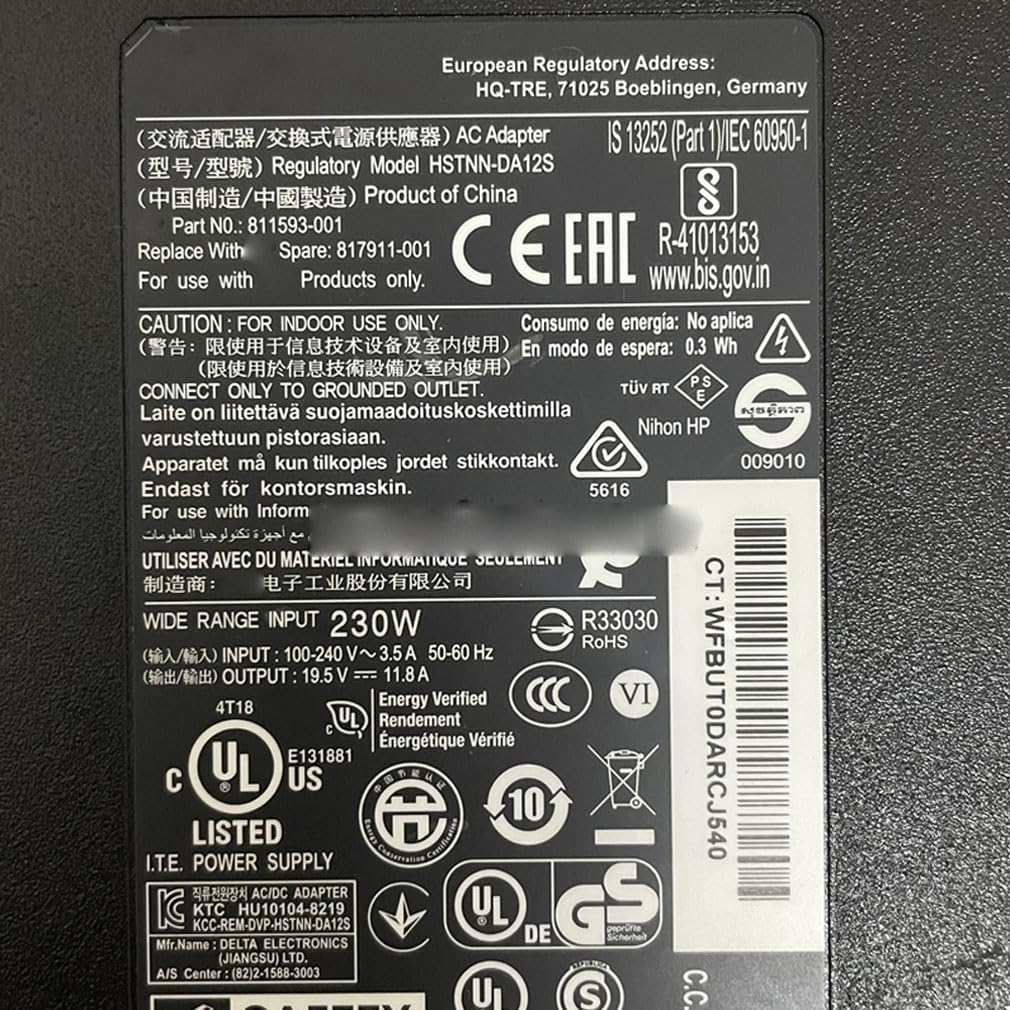 JULUCA 230W 19.5V 11.8A HSTNN-DA12S 7.4*5.0mm 電源 ACアダプターFor HP ELI