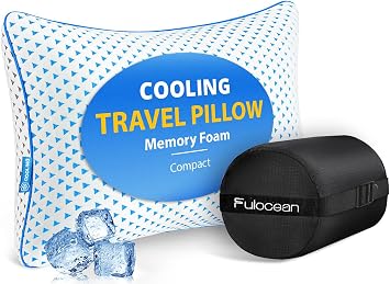 Adjustable Small Cooling Memory Foam Pillow for Travel, Camping & Airplane
