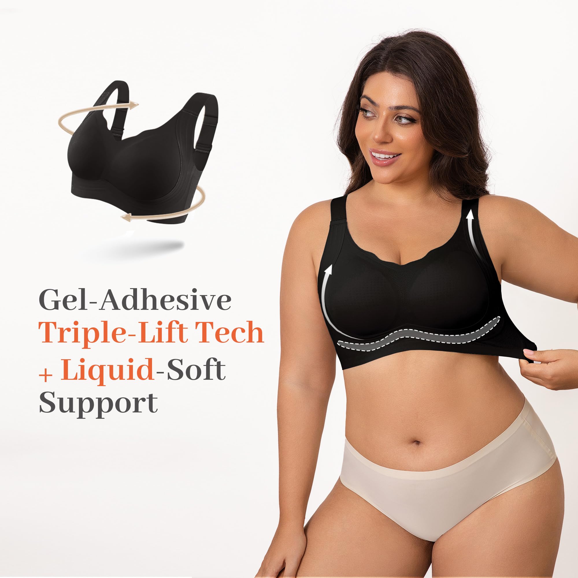 Fittingirls Reggiseno Senza Ferretto Bordo Smerlato, Senza Cuciture Copertura Totale Supporto Coppe Imbottite - Adatto a Ogni Scenario