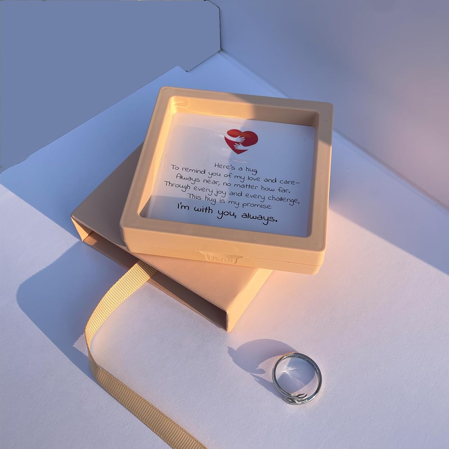 Hug Ring for Women with Floating Box, Adjustable 925 Sterling Silver/Gold Plated Hope Rings with I Love You Forever Engraved, Ideal for Friendship & Family: Moms, Daughters & Close Friends - Image 7