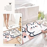 Vista 3 de Tapete de baño con diseño de animales lindos, 20 x 31 pulgadas, extra suave y absorbente, lavable a máquina, antideslizante para bañera, ducha