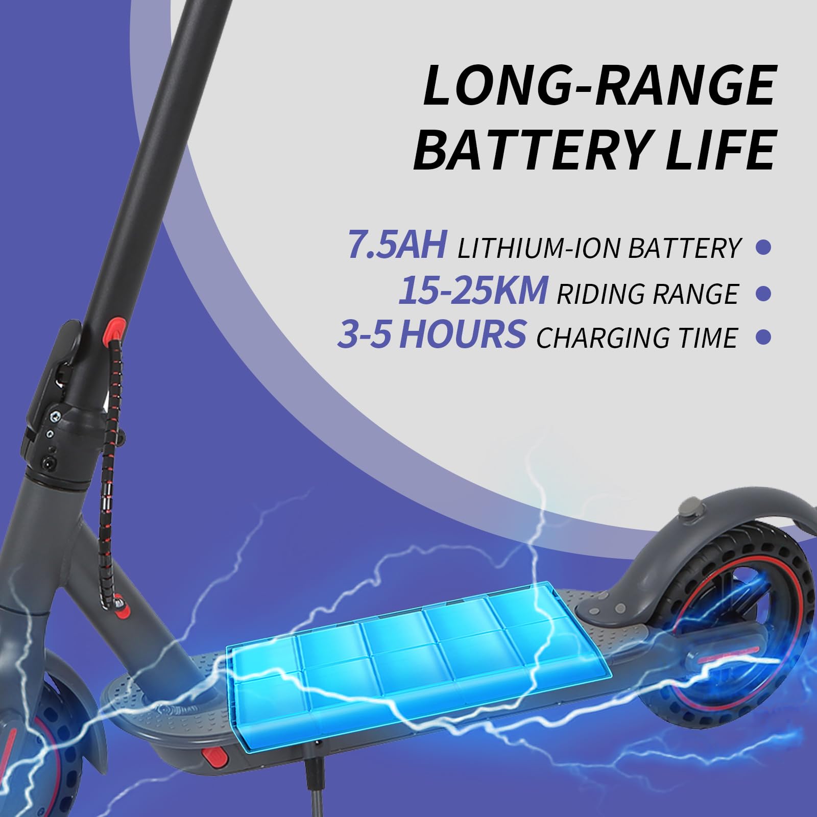 8,5" Trottinette Électrique avec Batterie Li-ION 7.5 Ah, APP de Contrôle et Affichage LED, E-Scooter, 15-25 km d'Autonomie, Charge Max 120 kg, Trottinette Électrique pour Adultes