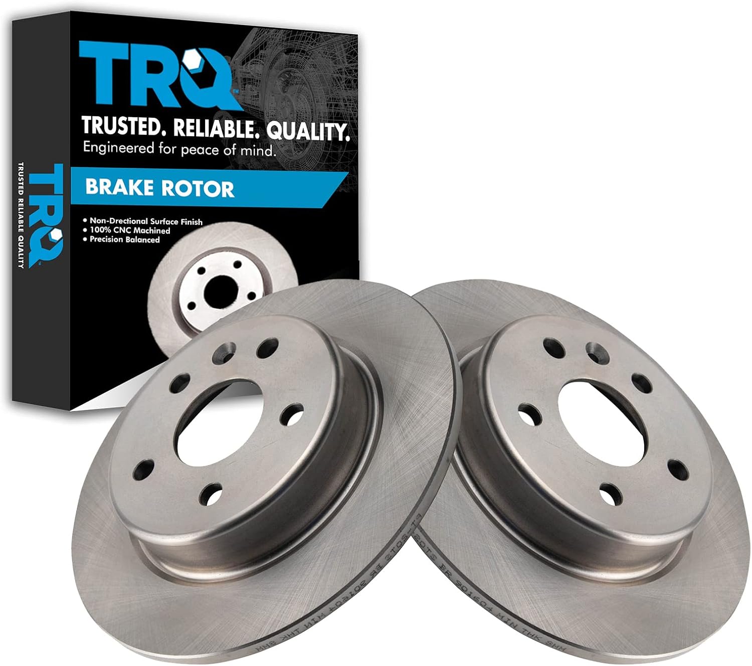 TRQ Rear Brake Rotors Set Solid Compatible with 2017-2019 Chevrolet Bolt EV 2016-2019 Cruze Volt