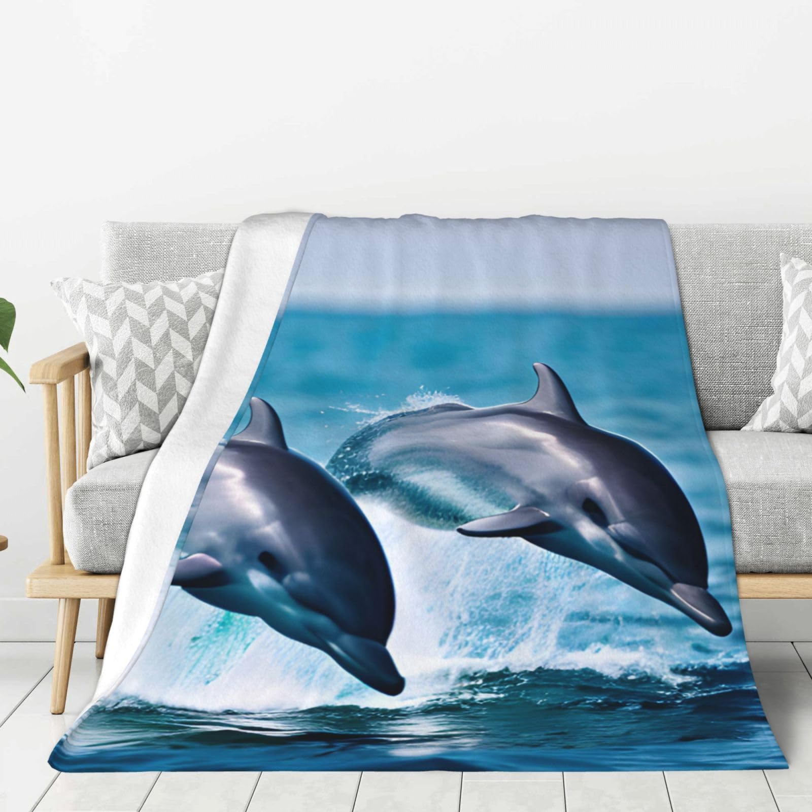 Couverture en molleton doux dauphin plaid toutes saisons lit