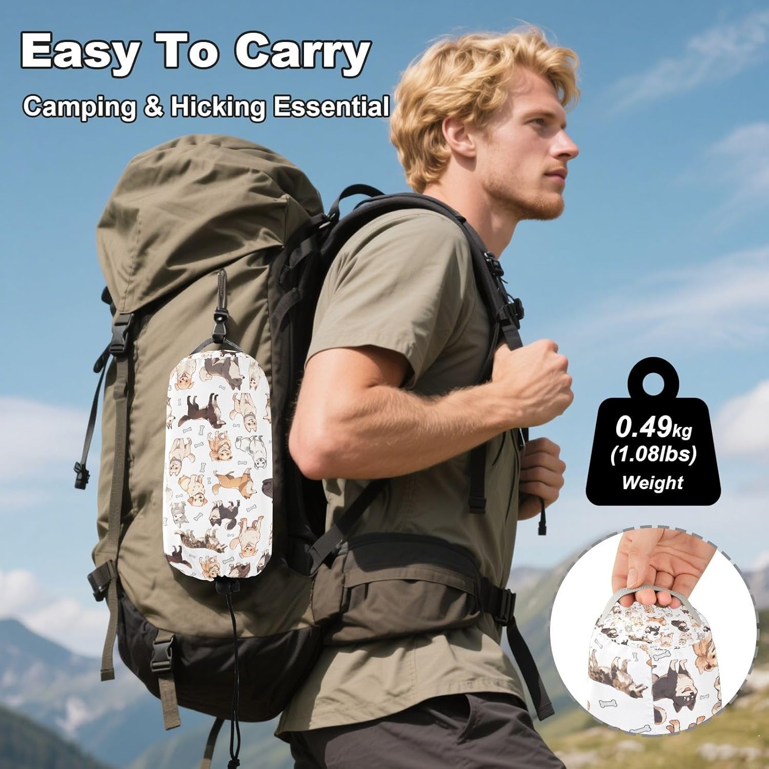 ALAZA Doodle Dog Print Cute Puppies Camping Hammocks Single or 2 Person 500 lbs Portable Parachute Travel Hammock w/Tree Straps for Hiking Backpacking Indoor Outdoor