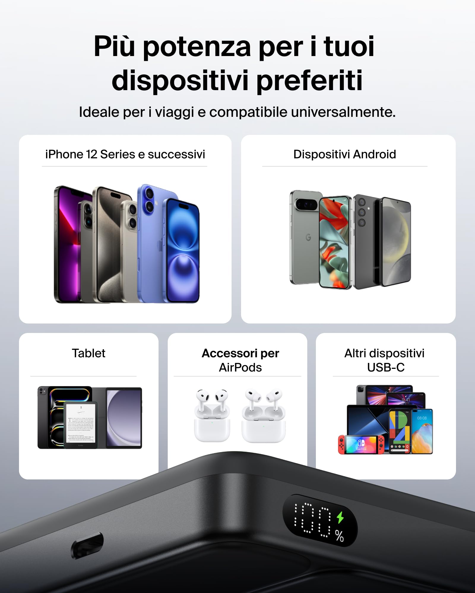 Belkin UltraCharge Power Bank Magnetico 1000mAh con Porta USB-C - Nero | Caricatore Portatile 10000mAh Sottile Wireless, Certificato Qi2 25W, Anello Magnetico, USBC, Precarico, Cavo, Sicuro in Aereo