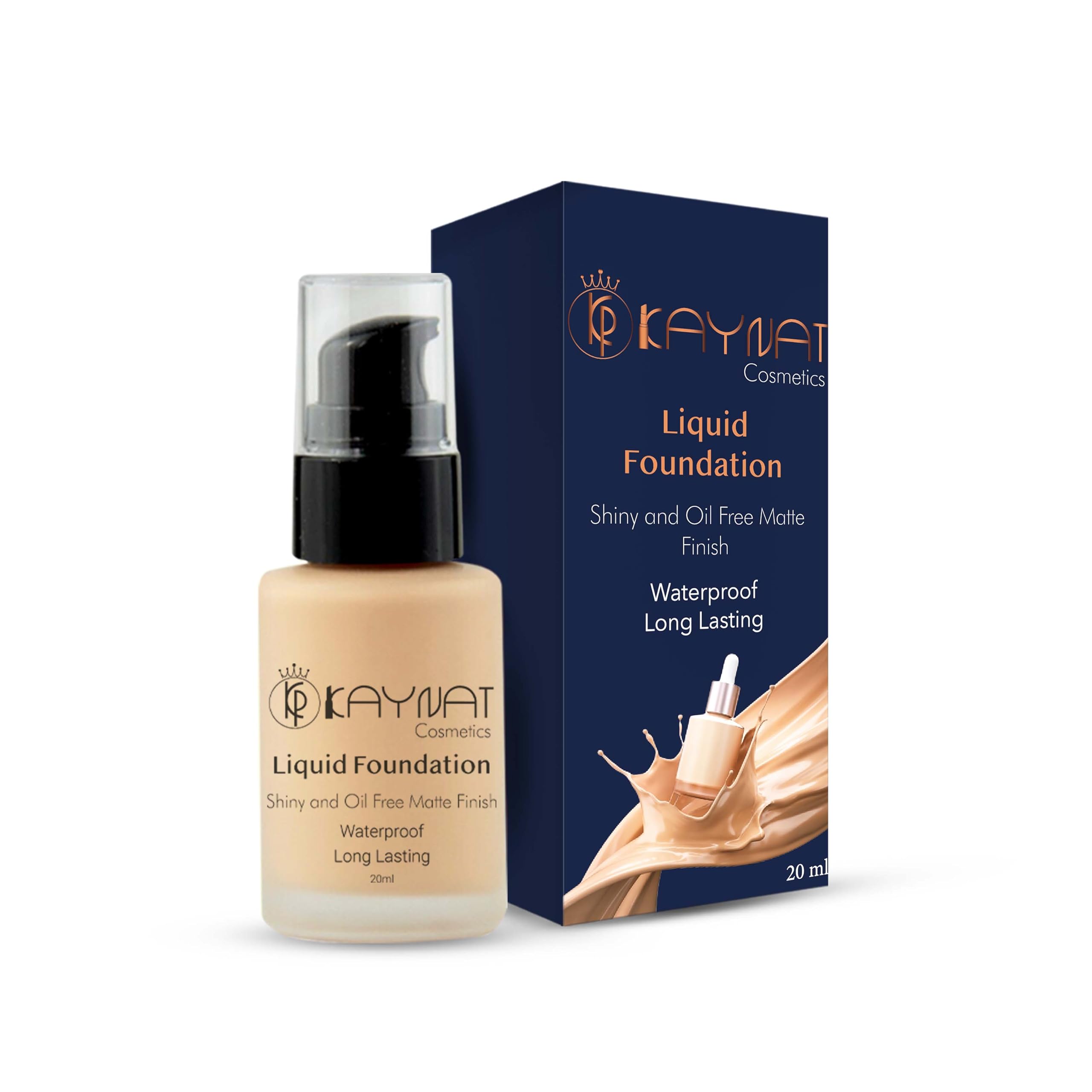 Kaynat Liquid Foundation | Shiny & Oil-Free Matte Finish Waterproof Long-Lasting with Vitamin C Cinnamon, Basil & Turmeric 12 Hour Long -Lasting Beige Glow Lightweight & Oil-Free | Satin & Natural Finish | Sweat Resistant | Fragrance Free