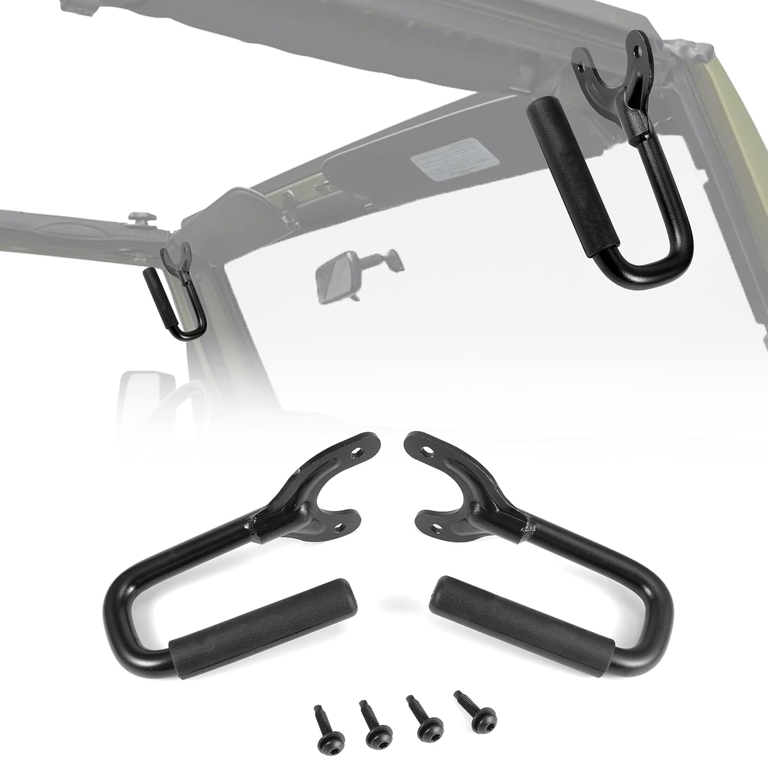 AUXMART 2Pcs Grab Handles Front Grab Bars Hard Solid Steel for 1997 1998 1999 2000 2001 2002 2003 2004 2005 2006 Jeep Wrangler TJ