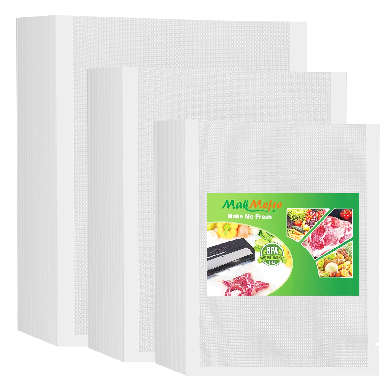 MakMeFre 300 Bolsas de Vacío Para Alimentos 15x25/20x30/25x33cm Sin BPA