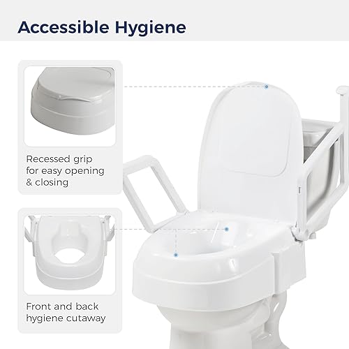 Miniatura 5 de Drive Medical PreserveTech - Asiento de inodoro elevado, universal, con asas, color blanco