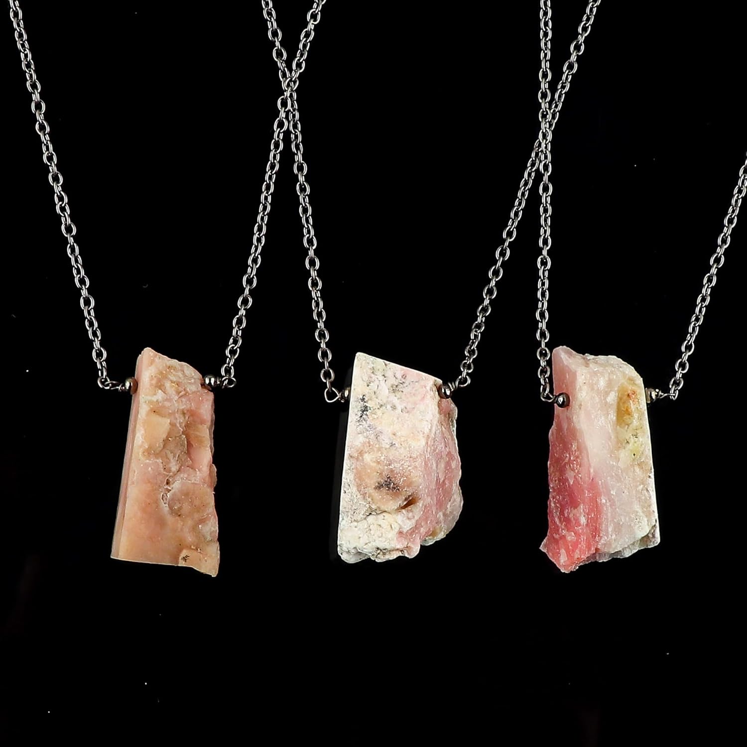 Raw Gemstone Pendant Necklace for Women |Natural Healing Crystal Rough Pendant 15–25 Carat | 8–14 mm Stone |Black Plated Chain 16+2 Inch Adjustable | Gift Jewelry - Image 3