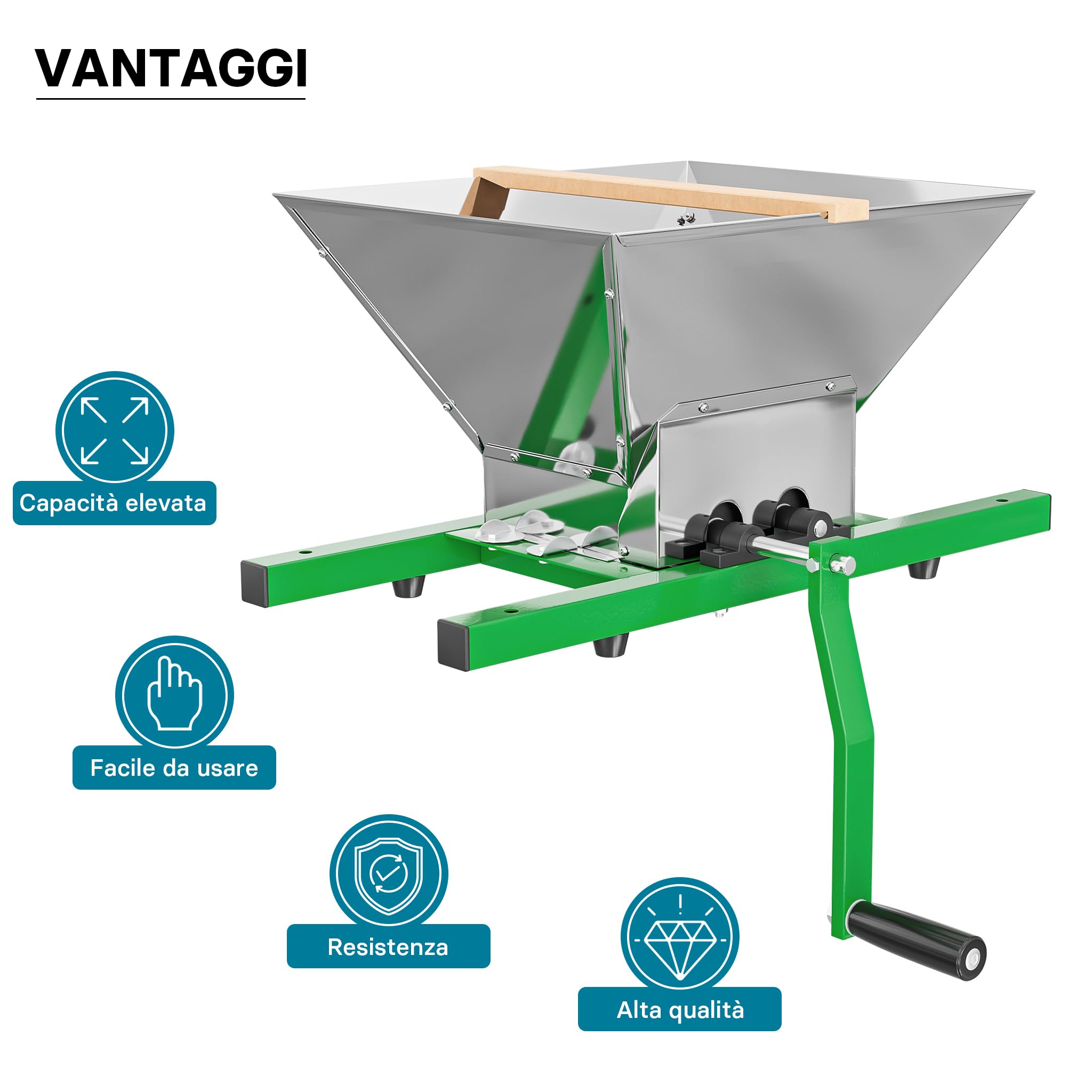 Mulino macina frutta manuale con tramoggia da 7 litri e manovella Trituratore