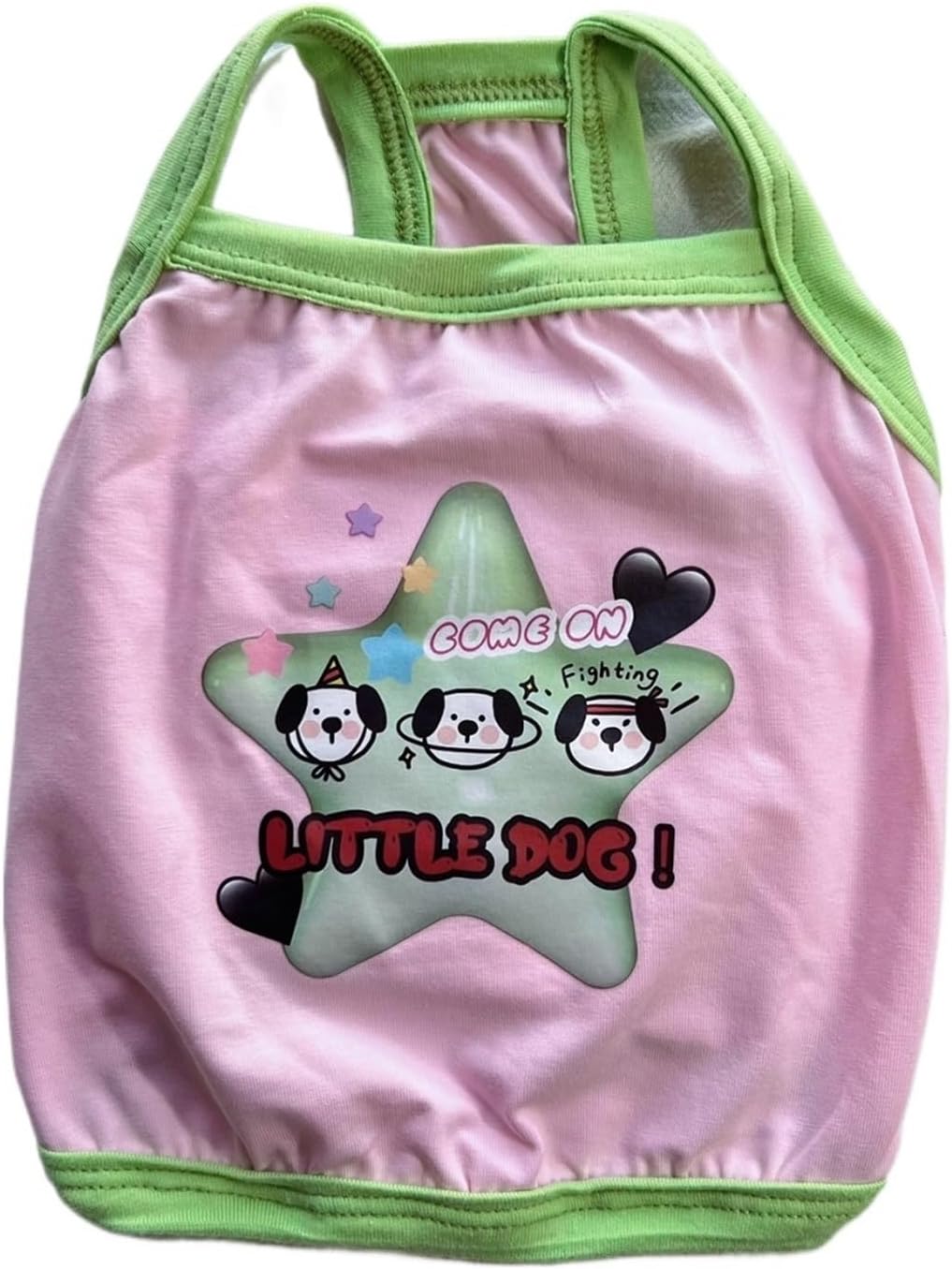 Internet Celebrity American Retro pet Cotton Camisole Spring and Summer Style Suitable for Pomeranian Teddy Bear Panda(Pink Base Green,XX-Large)