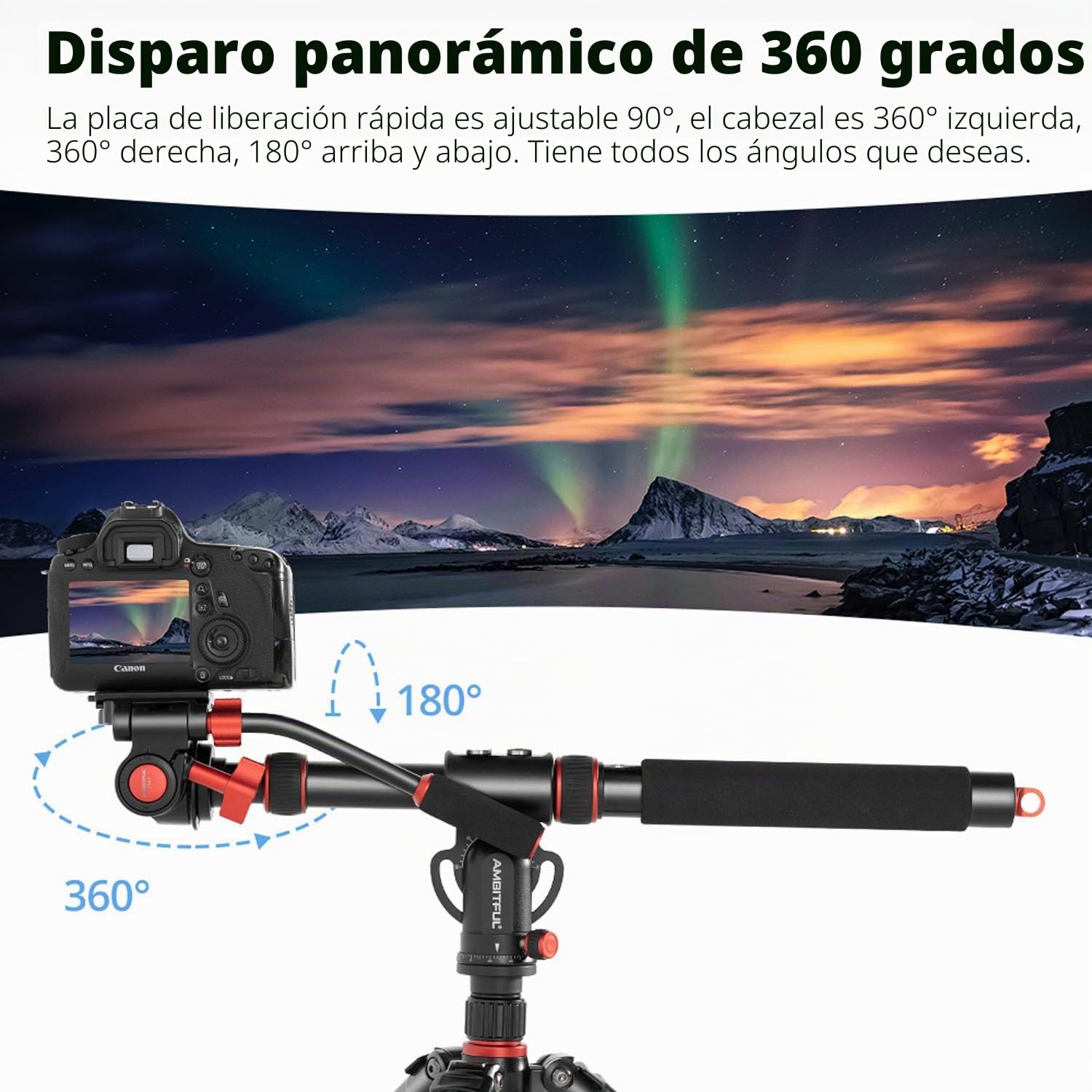 AMBITFUL Brazo de extensión de trípode de 42 Pulgadas, Aluminio, Retractable, Brazo de Tripod, Brazo Giratorio para fotografía de sobrecarga, Disparo multiángulo, Carga máxima de 10 kg
