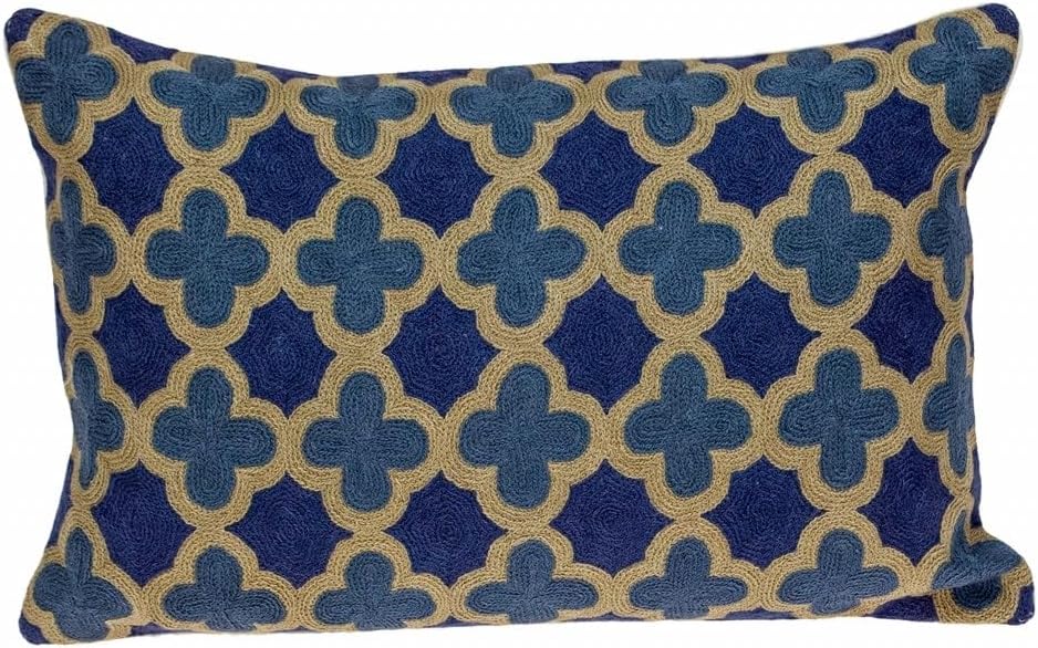 Bed Bath & Beyond 20″ X 12″ Blue Zippered 100% Cotton Throw Pillow