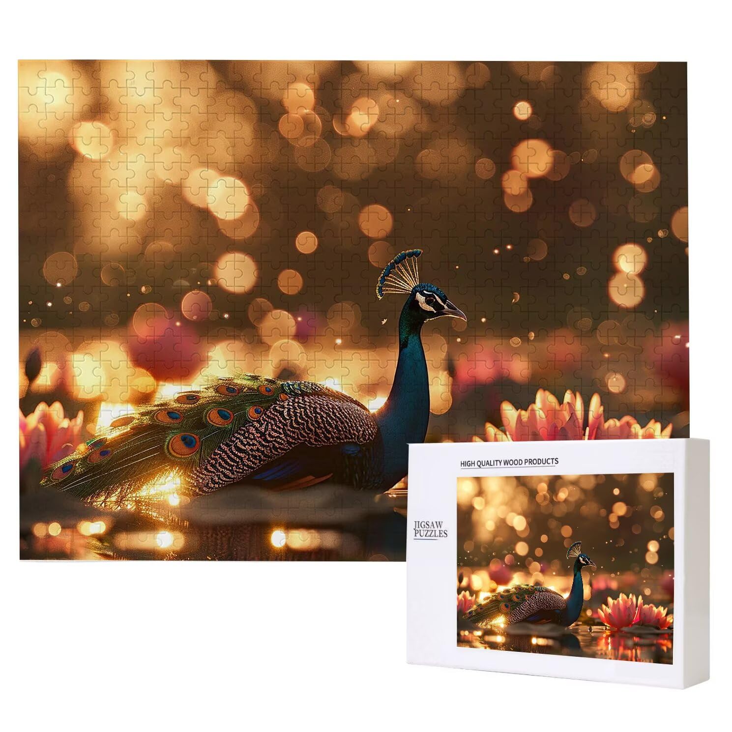 Puzzle dla dorosłych, 5000 sztuk, trudne drewniane puzzle, gra, gra logiczna, gra ręczna, dekoracja rodzinna, kreatywna rozrywka, prezent 105 x 156 cm paw Lotus K0F-242