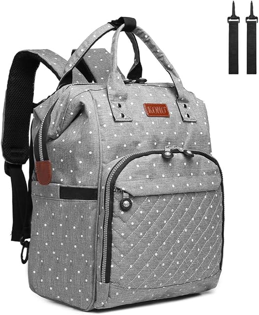 Kono Baby Changing Backpack Bag Multi-Function Large Capacity Travel Diaper Rucksack Nappy Back Pack with 2 Stroller Straps 16.8L