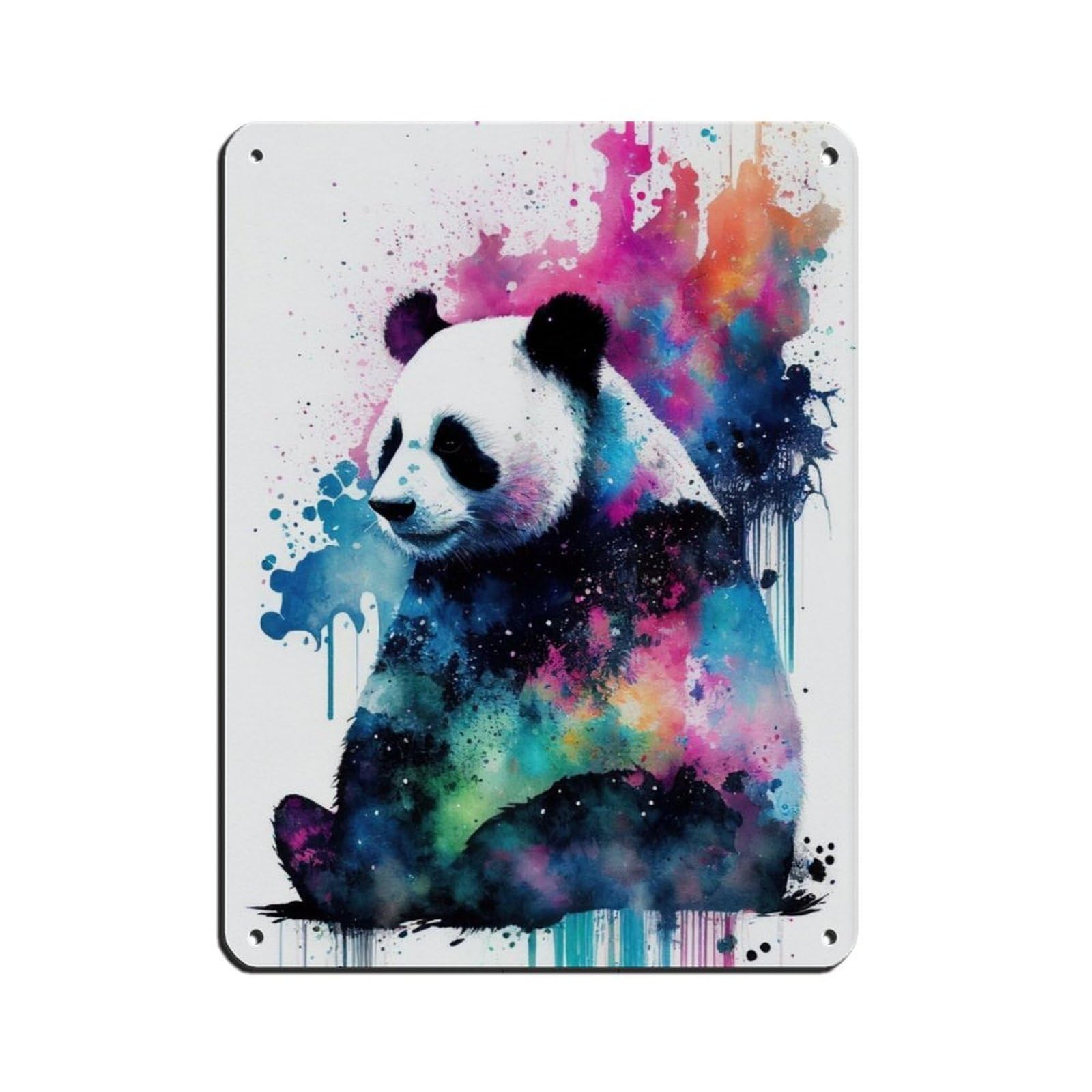 Watercolour Panda Portrait Poster Retro Poster Metal Tin Sign Chic Art Retro Iron Painting Bar People Cave Cafe Family Garage Poster Wall Decoration 12x16inch(30x40cm)