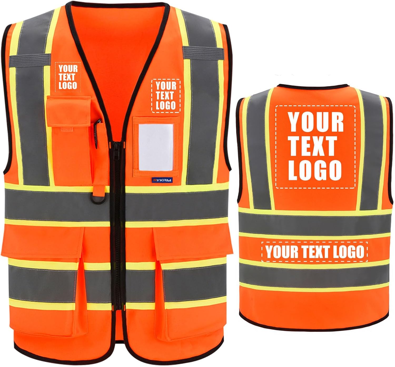 AYKRM Custom Logo Personalised Printed High Visibility Reflective 2 two tone work construction Safety Vest