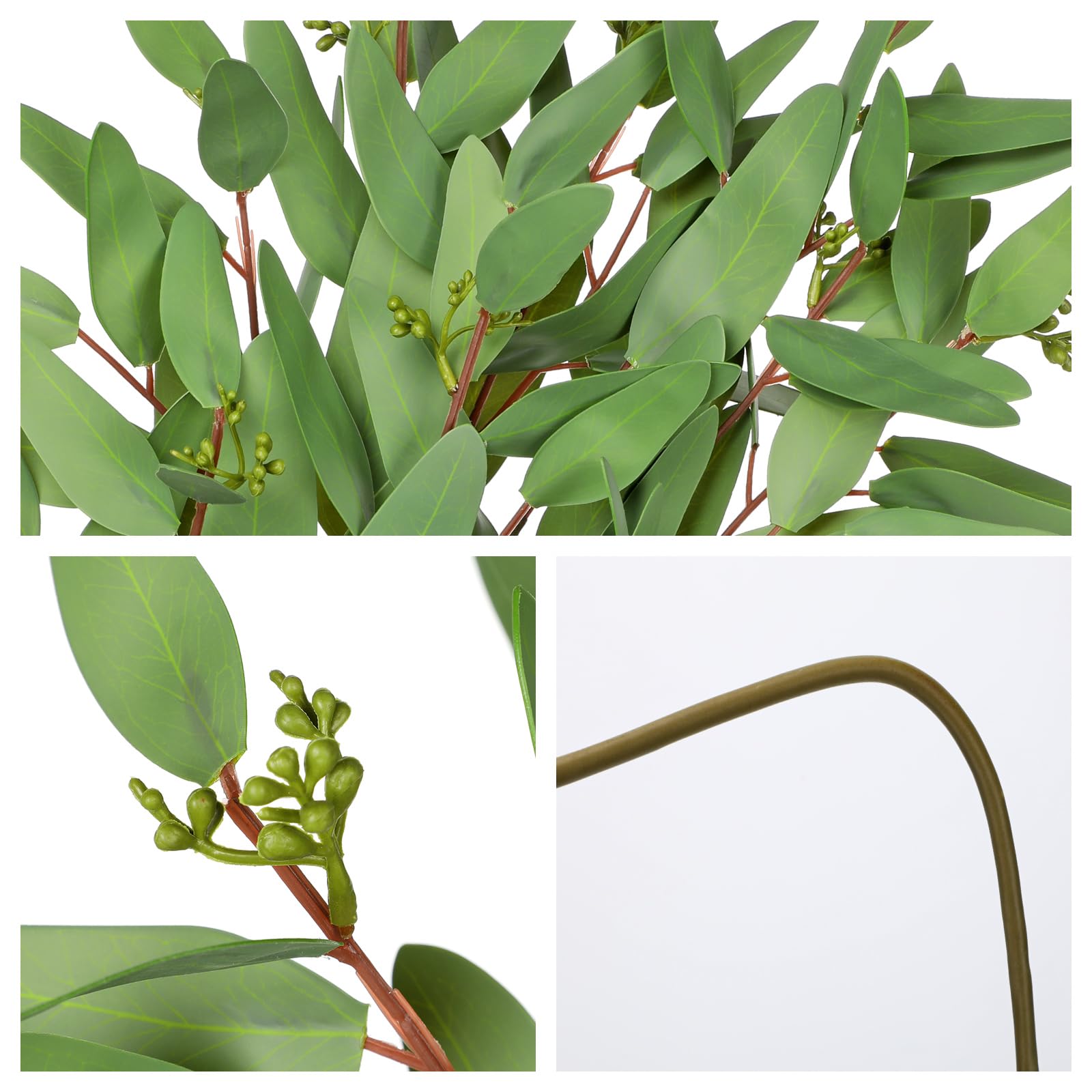 Künstliche Eukalyptusstiele, Weiden-Eukalyptusblätter, 79,8 cm, künstliches Grün, 6 Zweige, künstliche Grünstiele für selbstgemachte Blumensträuße, Tafelaufsätze, Duschdekorationen, künstliche
