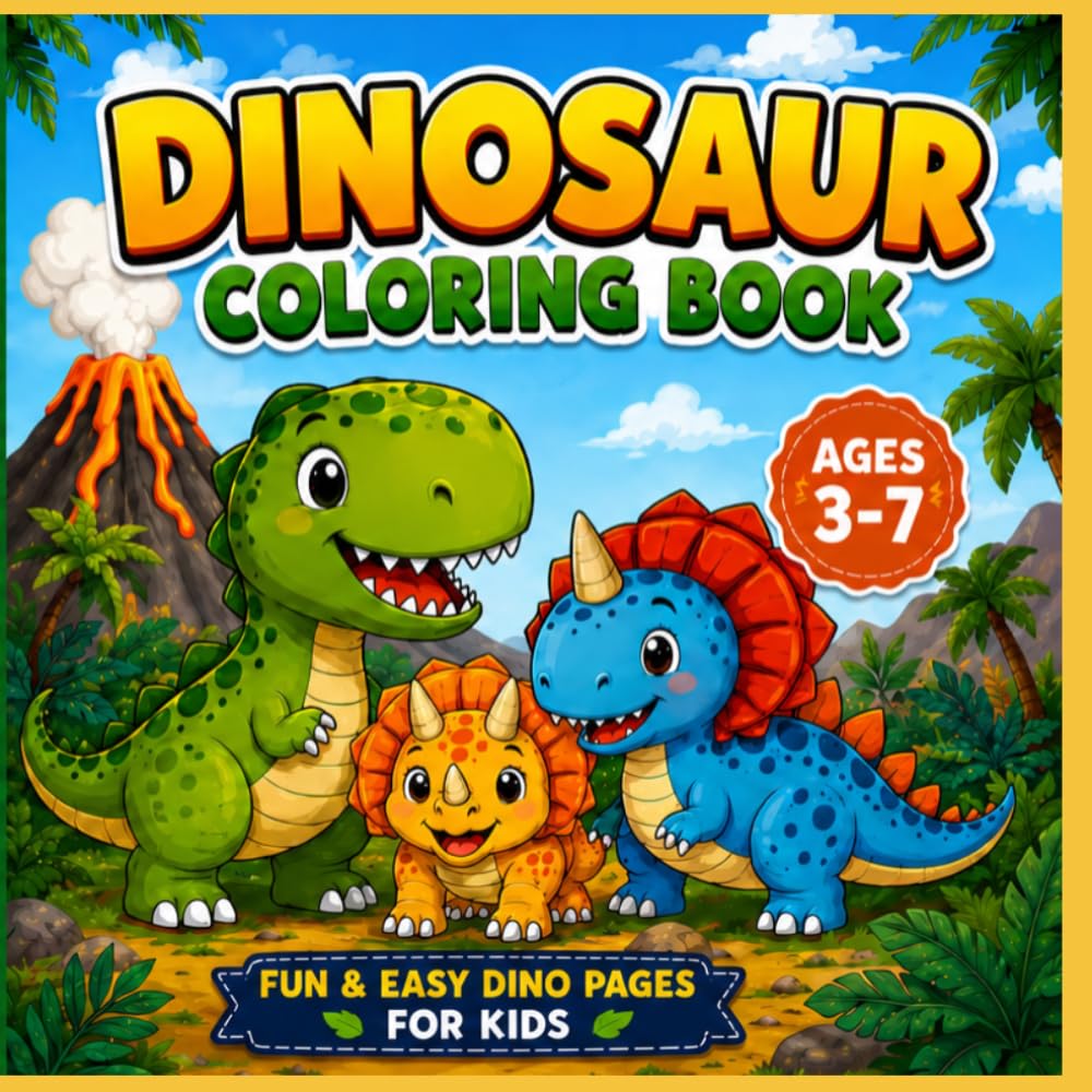 My First Dinosaur Coloring Book: Fun & Easy Dinosaur Coloring Pages for Kids Ages 3–7