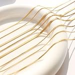 18K Gold Plated Necklace for Women Stainless Steel Double Layered Green CZ Flat Herringbone Snake Chain Necklace Minimalist Everyday Jewelry