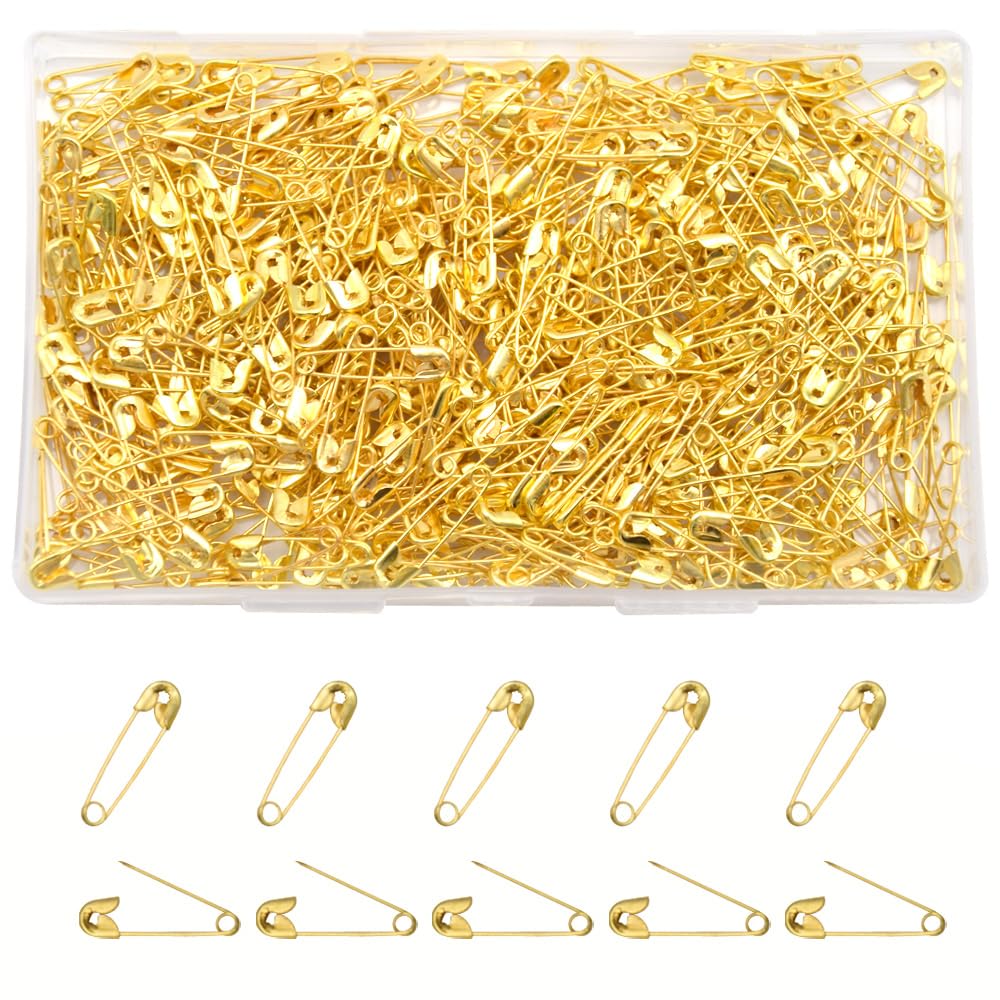 Hocansen 500 PCS Safety Pins 20mm Small Sewing Pins Tiny Tag Pin for Clothes,Jewelry Making and Handicrafts (Gold)