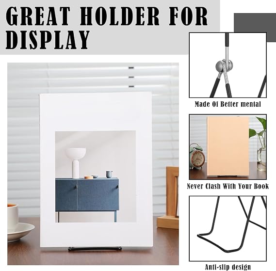 6 Pack 9.17 Inch Large Metal Book Stand for Display Adjustable Display Holder Easel Collector Stand for Home Office Back to School Books Frames Comic Plates Album CD Magazine