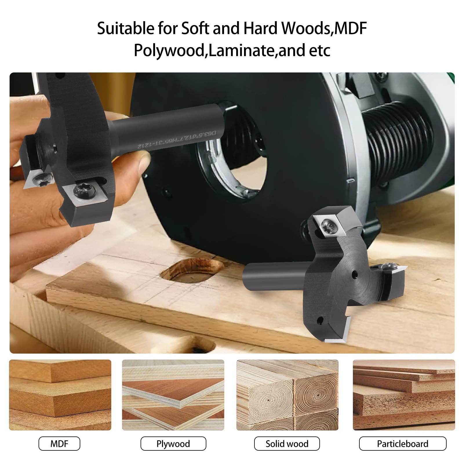 CNC Spoilboard Fräser – 6 Zähne, 10,2 Cm Durchmesser, 1,27 Cm Schaft – Mit 10 Ersatzklingen, Für Holzplatten & Abflachung