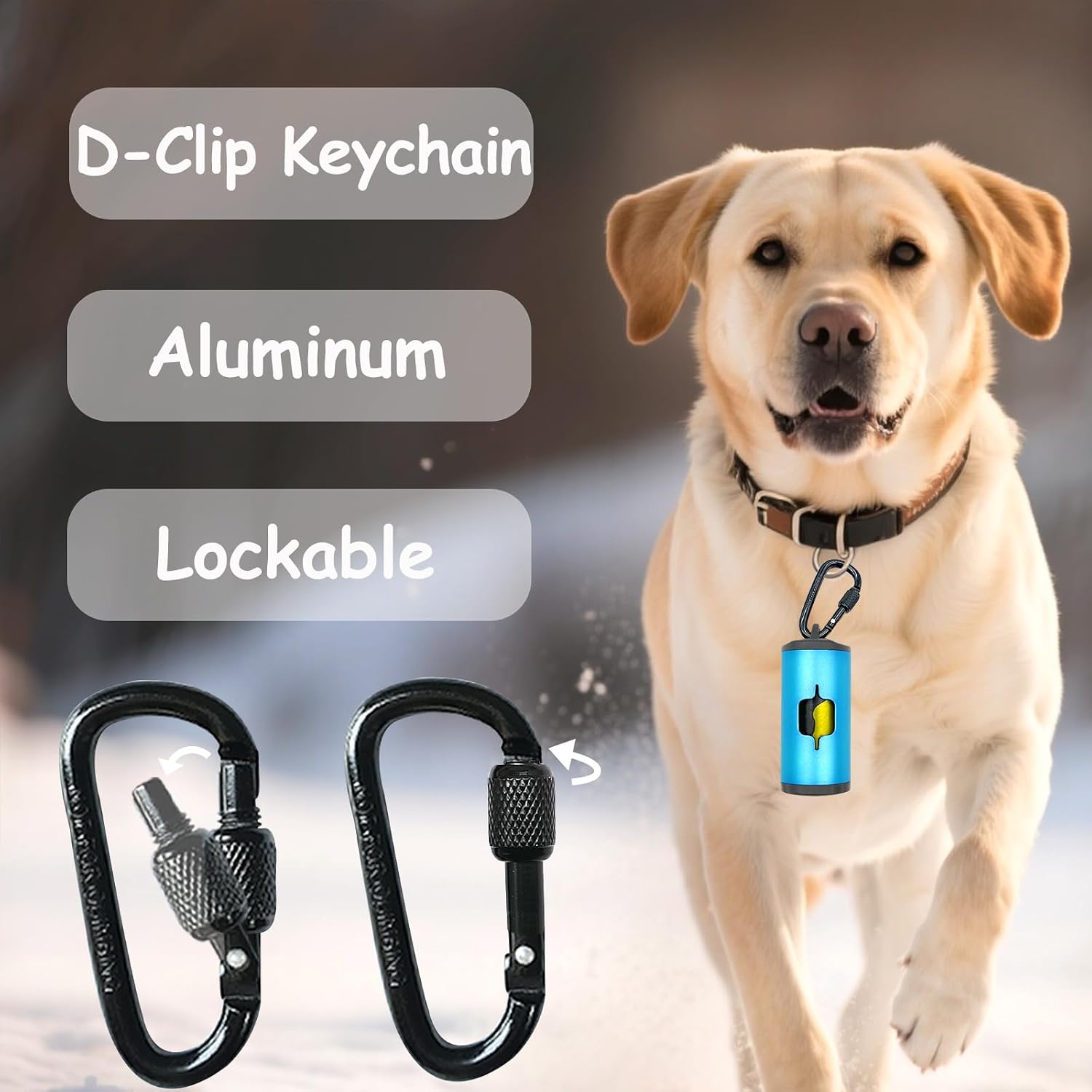 Metal Dog Poop Bag Holder w/Leash Clip|Durable Scratch-Resistant Aluminum|15 Bags+3 Accessories(Blue) image 3