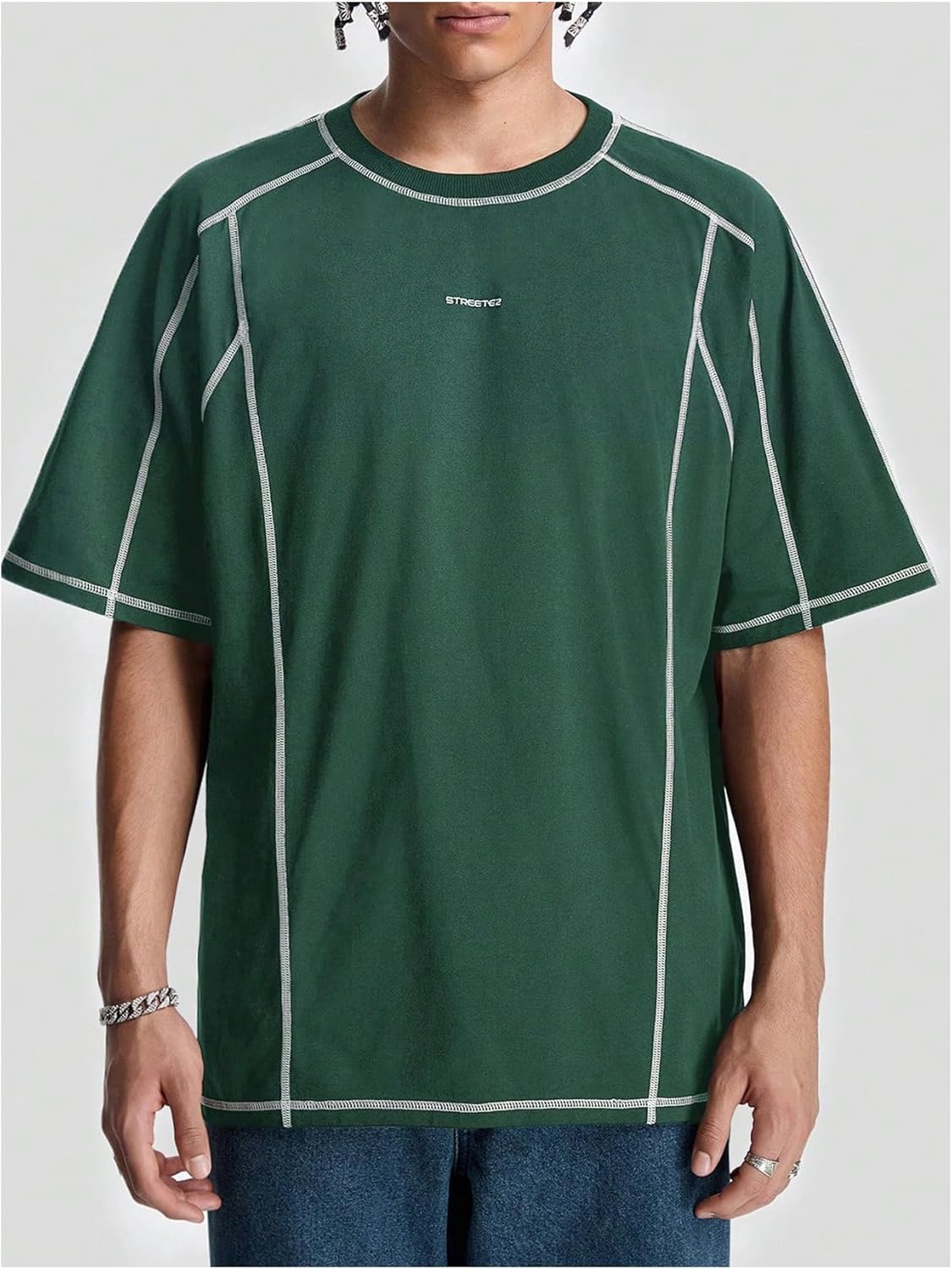 Men's Letter Print Oversized T-Shirts Y2k Short Sleeve Crew Neck Streetwear Tee Tops - Image 4