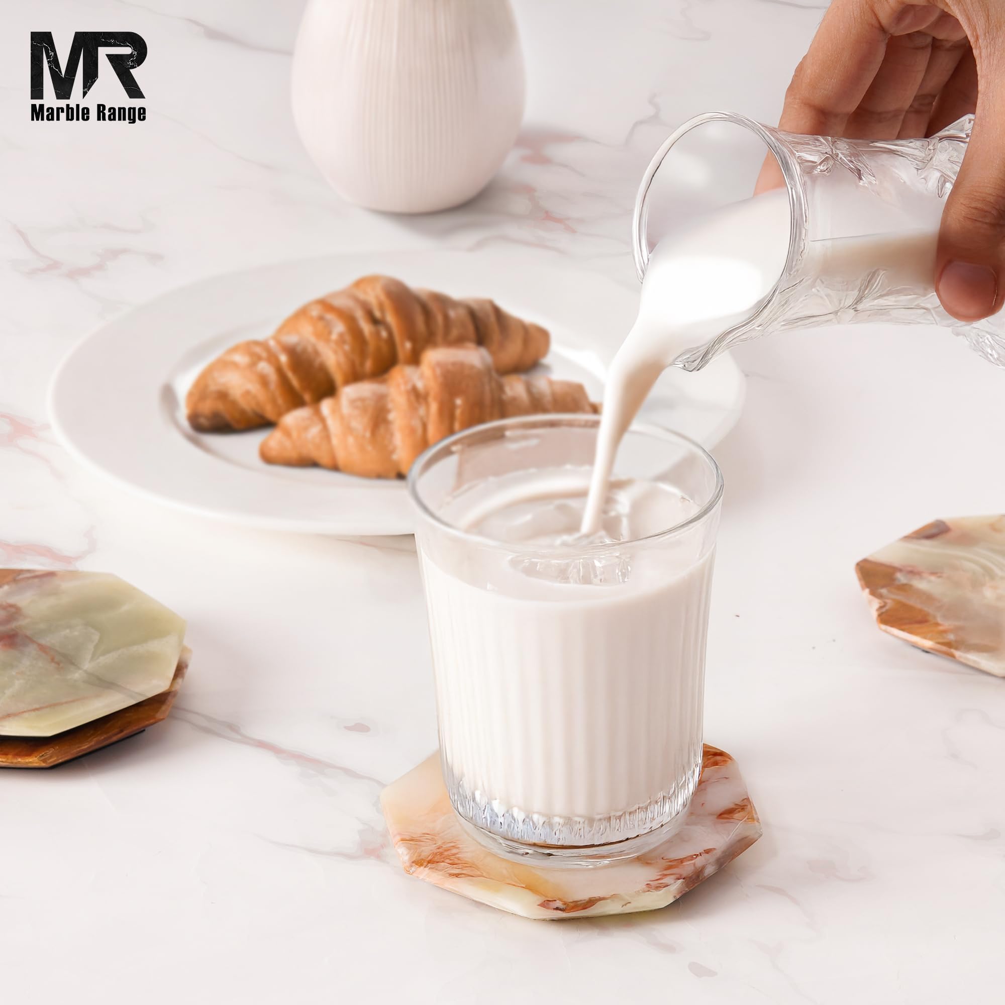 Set 4 sottobicchieri da tè/caffè/cocktail in misto legno marmo