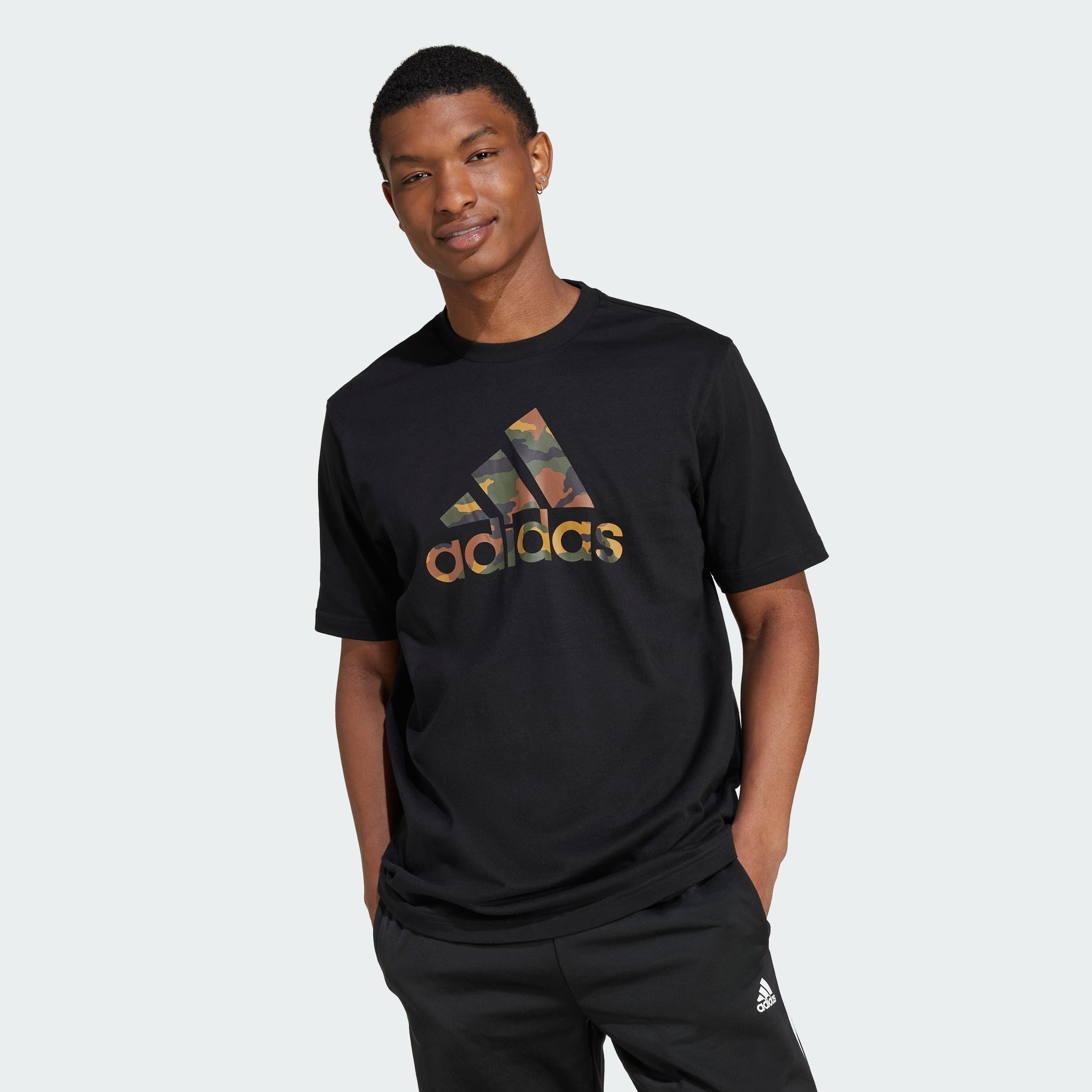 adidas Men's CAMO BOS Graphic TEE, Black, S