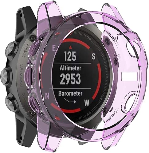Miniatura 9 de Paquete de 2 fundas de reloj compatibles con Garmin Fenix 5X5X Plus, ultrafinas y suaves de silicona TPU con borde de parachoques, resistente a los