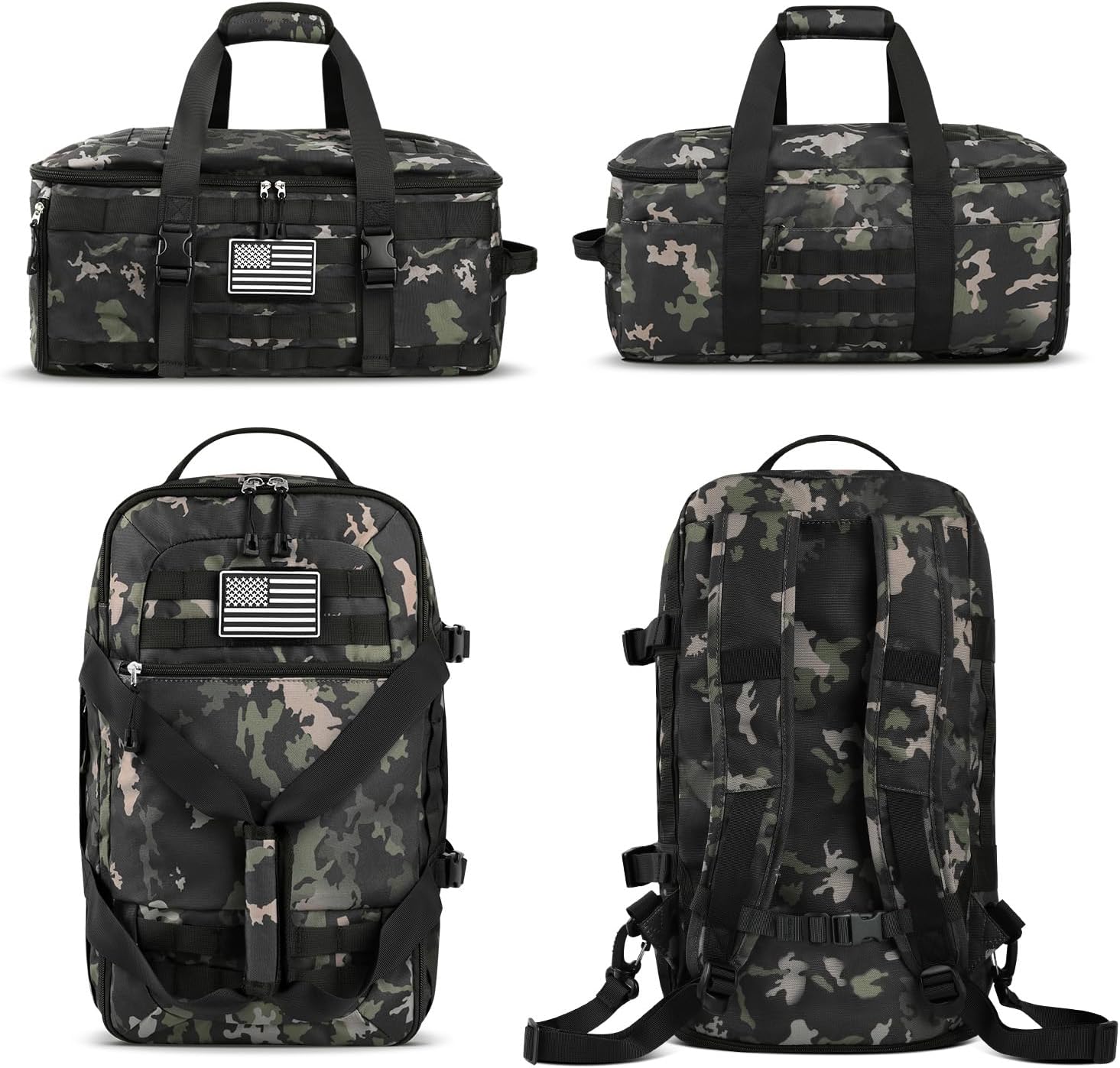 ETRONIK Gym Bags for Men, Tactical Duffle Bag Backpack with Shoe Compartment, 3 in 1 Carry on Bag Travel Backpack with Wet Pocket, Weekender Overnight Range Bag for Workout Football Gym, Camouflage - Image 5