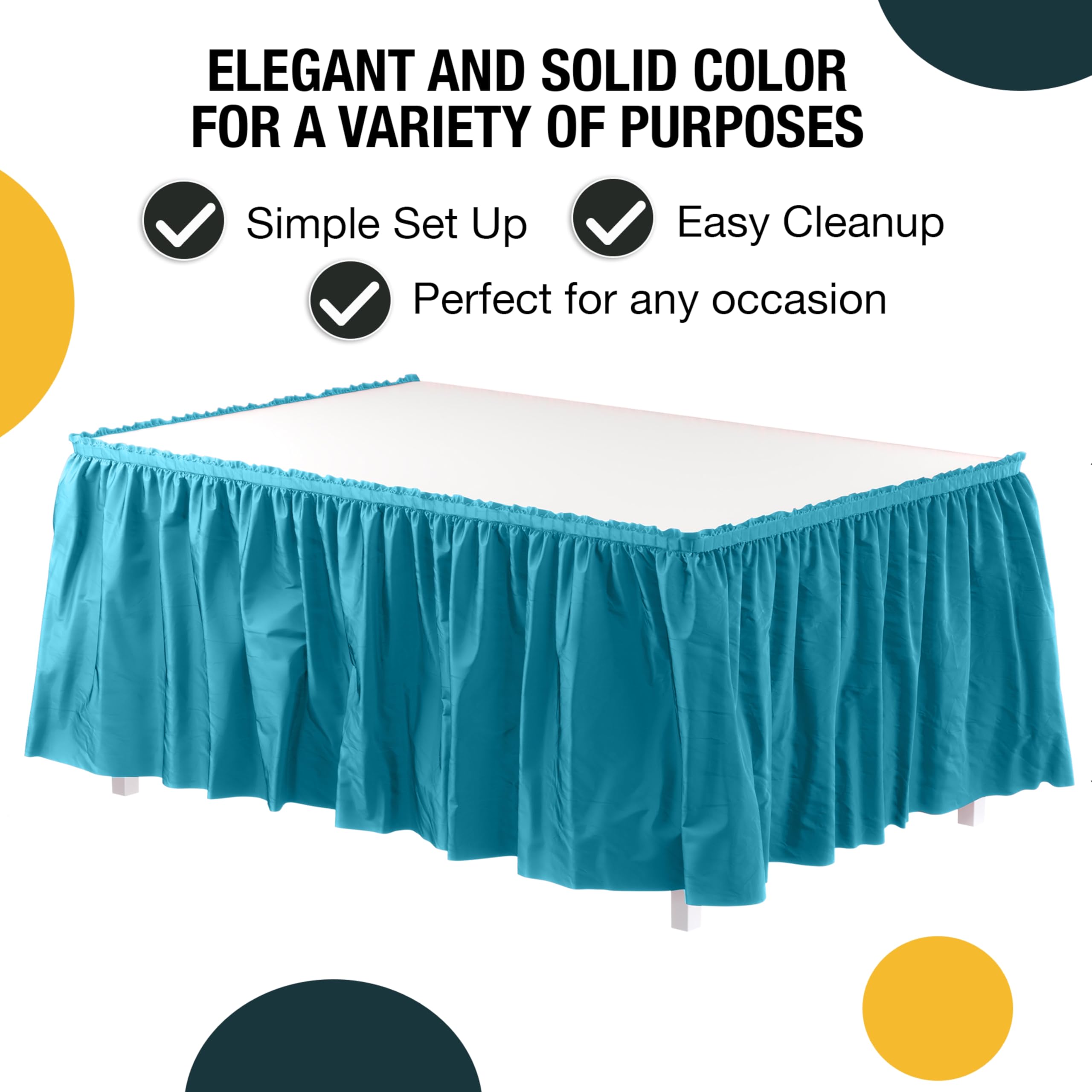Exquise solide Couleur 4,3 m. Plastique Nappe Jupe, plastique jetables Tableskirts – 6 fils turquoise