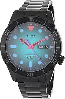 ساعة انالوج من الستانلس ستيل النيون للرجال من البا طوكيو - اسود وازرق