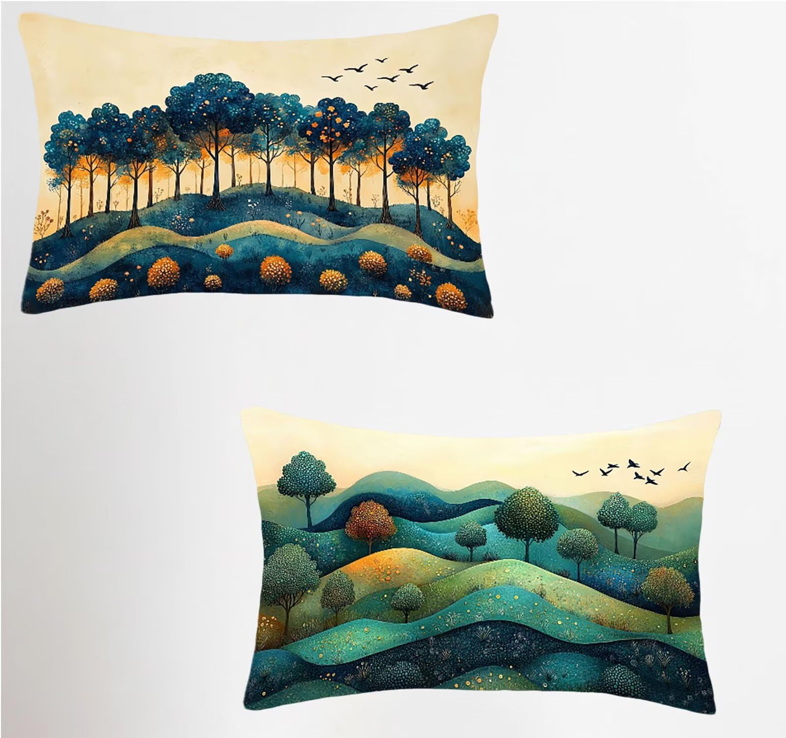 Taie oreiller 40x60 lot de 2 anti tache en lin imperméable vert forêt